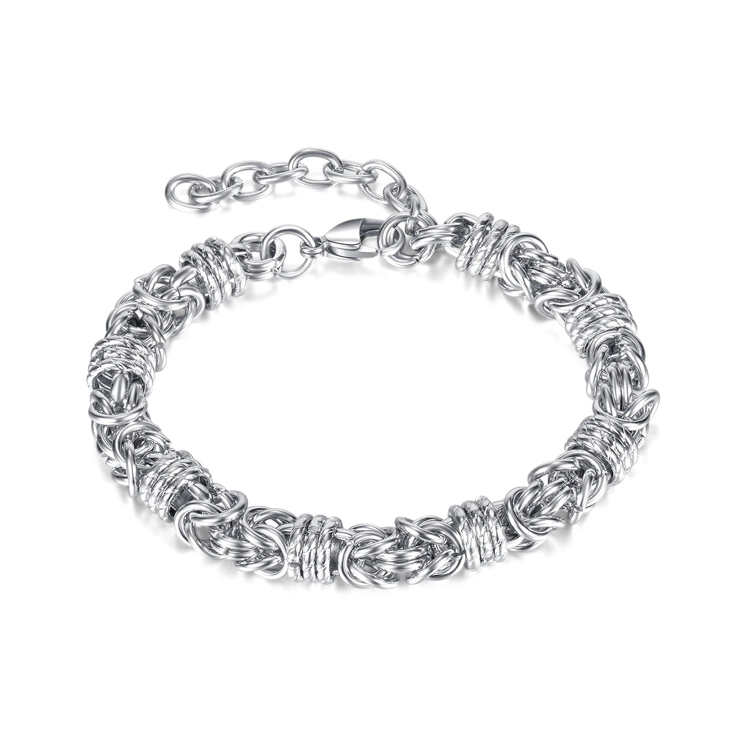 Luxury Custom Wholesale Gorgeous Design Men Adjustable Stainless Steel Hand Jewelry Woven Link Chain Cuff Bracelet Punk Bangle