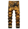 Hommes Stylish Gold Color Jean Pants Fashion Casual Hip Hop Tie Dye Custom Denim Men's Denim Pant