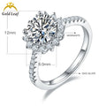 Goldleaf Jewelry's Women's S925 Sunflower Silver 3CT Moissanite Ring Fashionable Engagement Ring in Colorful Design