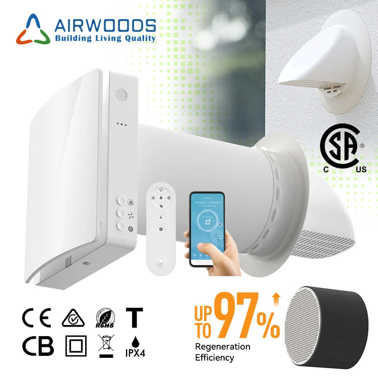 air Ventilation with Heat Recovery Heat air Recuperator Controlled Living Room Ventilation