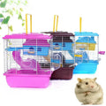 Pet Cage Hamster Cottage Villa Double Layer House with Feeding Bowl Running Wheel Slide Toy for Hamster Small Pets