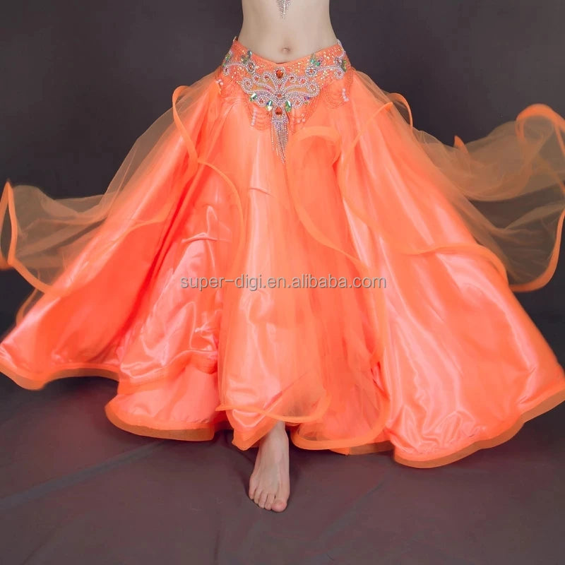 Bellydancing Skirts Women Sexy Belly Dance Wrap Skirtbelly Dance Skirt Graceful Dance Dress Stage Performance Costume