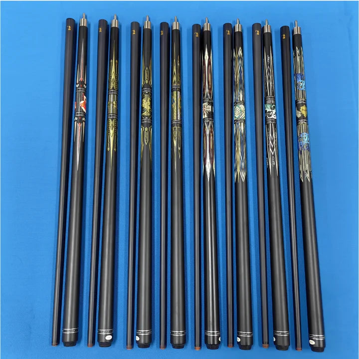 Mix Models Carbon Graphite 1/2 PC 13MM Tip Black Billiard Carbon Pool Cue Black with Unilock Joint for Sale