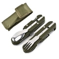 Camping Eco-Friendly Folding 5 1 Travel Flatware Stainless Steel Portable Corkscrew Spoon Fork Knife Bottle Opener Cutlery Set