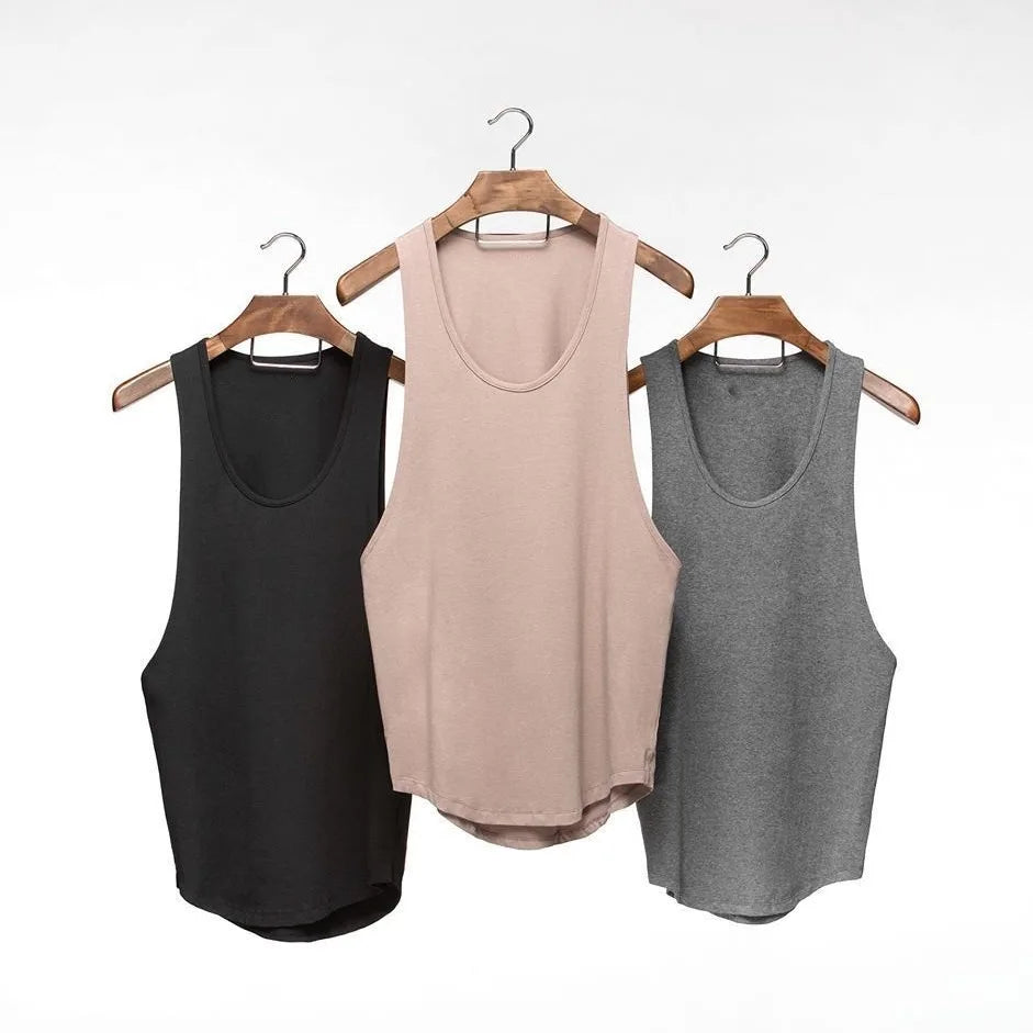 Wholesale Men's Cotton Breathable Sports Gym Vest Running Training Quick Dry Solid Color Tank Top