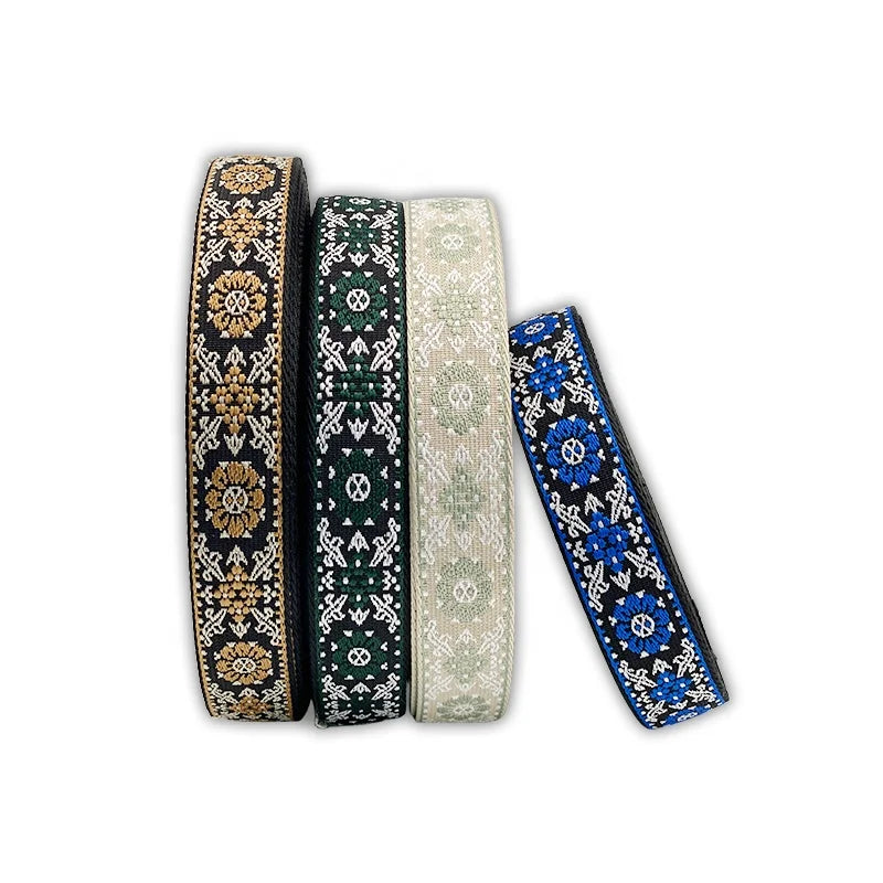 50mm Jacquard Webbing Sunflower Type 100% Polyester Ethnic Wind Style Soft Flexible Shoulder Strap Belt Bag with Customized Logo