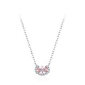 Fashion Simple Pink Zircon Stackable Clavicle Chain 925 Sterling Silver Geometric Oval Pendant Necklace for Girl Women