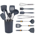 Kitchen Cooking Tools 8Pcs Multifunction Set Stainless Steel Handle Silicone Cooking Utensils Includes Holder Customized Logo