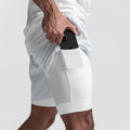 Wholesale Sporty Solid Double Layer Mesh 2-in-1 Mens Custom Cropped Fit Polyester Breathable Quick Dry Workout Jogger Running