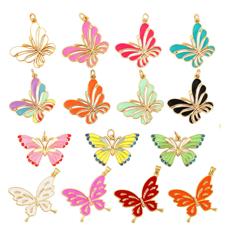 Enamel Dainty Butterfly Charm PendantFashion Romantic Sweet Colorful Transparent Pendant  Girl Gift Party Jewelry Supply L73