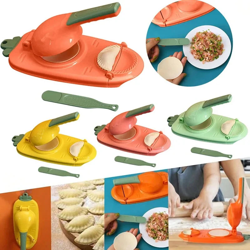 2-in-1 Efficient Dumpling Maker Manual Dough Presser Dumpling Wrapper Mold Dough Pressing Tool Kitchen Pastry Jiaozi Baking Tool