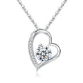 Zircon Love Silver 925 Necklace Rhodium Plated Heart Shape Diamond CZ Water-wave Chain Wedding Christian Party