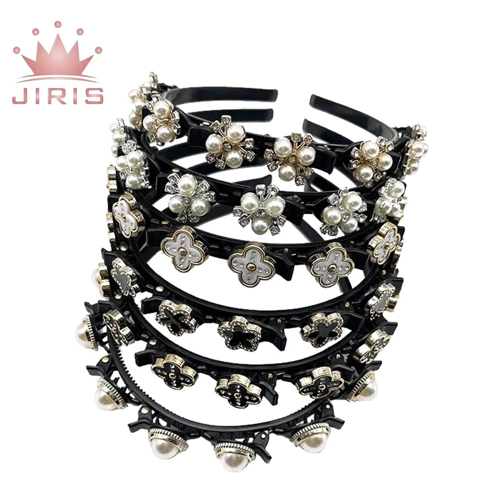 JIRIS Wholesale Woman Korean Pearl Flower Hair Band Bangs Fixed Artifact Headband Fashion Hair Accessories Headband Suppliers