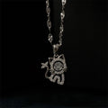 Cute Cat Pendant 925 Sterling Silver Lovely Animal Cat Zircon Diamond Necklace for Women Girls