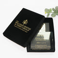 Luxury Navy Blue Velvet Cover Box for Gold Foil Clear Acrylic Acrylic Wedding Card with Wax Seal