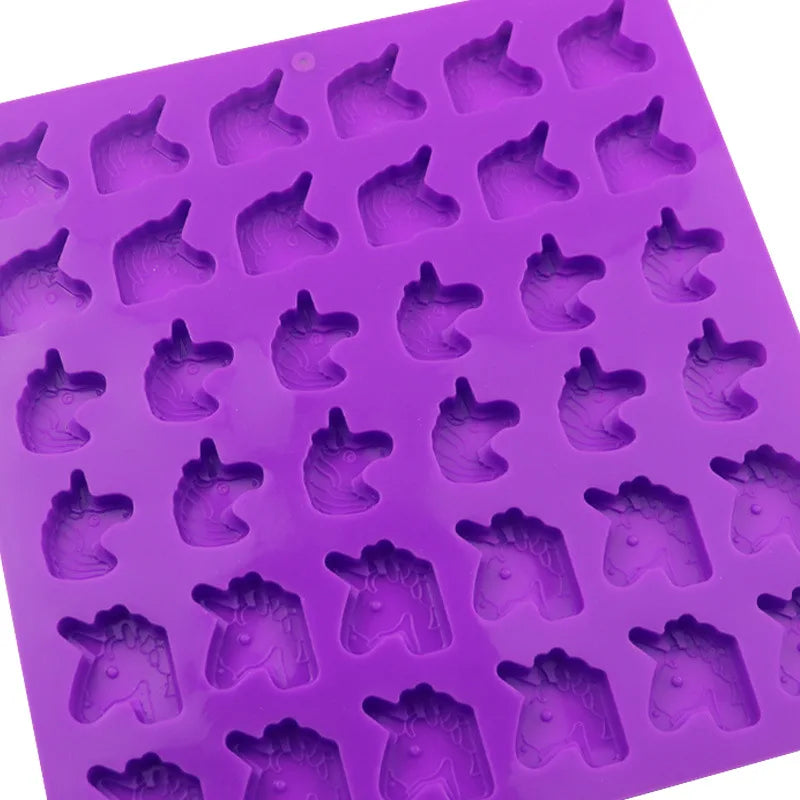 Saffron Princess 36 Cavity 3D Unicorn Silicone Mold Small Candy Jelly Chocolate Silicone Fondant Mold for Cake Tools