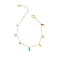 Wholesale Girl Stainless Steel Jewelry Link Chain rainbow Stone Charm Bracelet