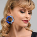 Trendy Multi Color Crystal Geometric Earrings Statement Rhinestone Water Drop Round Earrings for Women