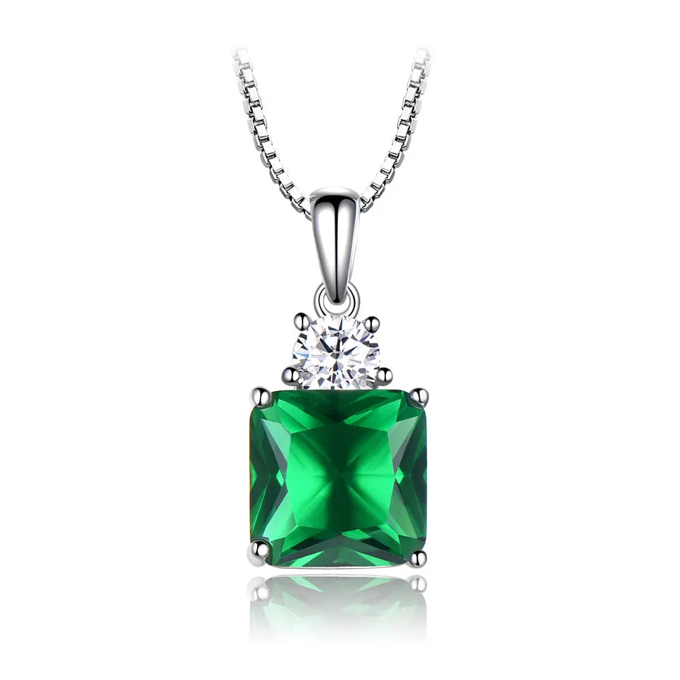 925 Sterling Silver Pendants Necklaces for Women Link Chain Vintage Emerald Pendant Jewelry Engagement Wedding Party Gift