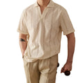 OEM Men's Summer T Shirt 100% Cotton Breathable Hollow Out Crochet with Embroidery Regular Fit Knit Short Sleeve for Polo