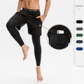 Breathable Quick Dry 4-way Stretch Mid Waist Solid 2-in-1 Mens Running Gym Fitness Shorts with Tight Leggings