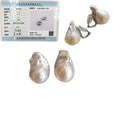 13-15  mm Big Baroque Nature Freshwater Pearl Earrings Clip .925 Silver White Gold Color Plating Earring Clipper Hook