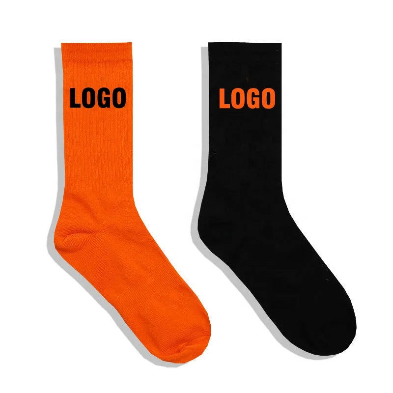 China Supplier OEM Print Custom logo Sport Sock Logo Custom Embroidered Crew Socks
