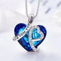 Blue Heart Pendant Necklace for Women Love Necklace Couple Necklace Valentine's Day Gift