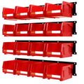 LEADLOONG Red Metal Plastic Garage Part Organized Parts Bin Rack 49.7*11.4 CM/19.6*4.5 INCH Wall Mount Organization Durable