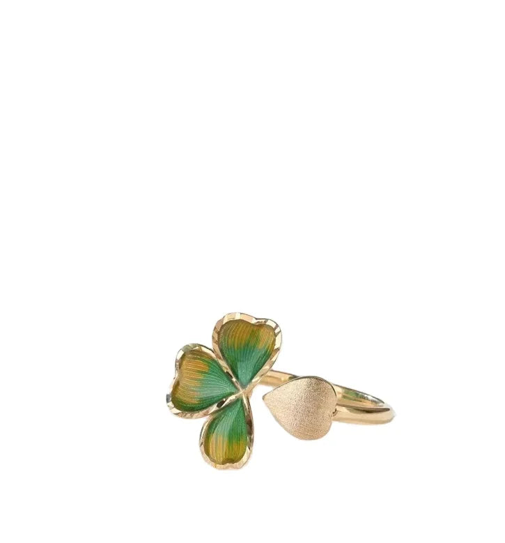 Luxury Bespoke 18K Yellow Gold Four Leaf Clover Hoop Earrings Green Enamel Certified Jewelry Custom Personalized