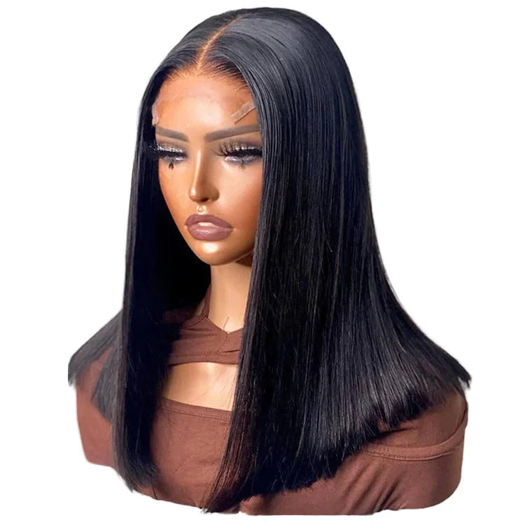Super Double Drawn Bone Silk Straight for Lace Remy Shedding Resistant 5x5 Lace Front Bob Wig Raw Brazilian Virgin Human Hair