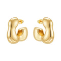 Fashion 18K Gold Plated Brass Jewelry Smooth Hollow Irregular Chunky Hoop Earrings Punk for Woman Earrings E241647