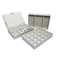 Custom Luxury 3-Tier Gray PU Leather Jewelry Storage Organizer Box Stackable Tray Jewellery Case
