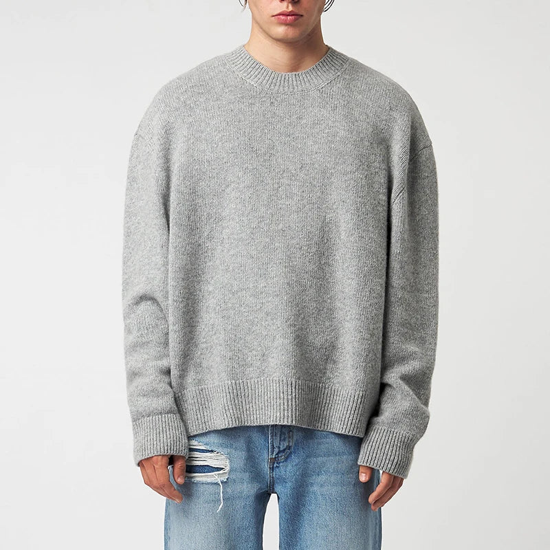 Wholesale Custom Men's Crew Neck Breathable Jacquard Pullover Sweater Winter Knitwear Plus Size Anti-Wrinkle