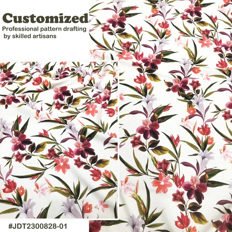 Spandex Polyamide Elastic Stretch Floral and Leaves Tropical Printing Textile Customize Digital Print Fabric With Good Quality