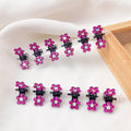 12pcs/Set Colorful Bling Children Mini Rhinestone Glitter Crystal Flower Baby Hair Claw Clips Hair Accessories