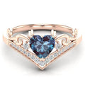 Rose Gold Plating 925 Sterling Silver Jewelry CZ Oval Cut Alexandrite Engagement Ring Set
