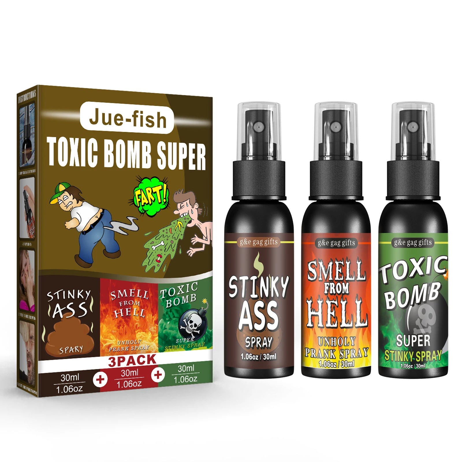 30ML Liquid Fart Spray Can Stink Bomb Ass-Smelly Stinky Gas Crap Gag Prank Non Toxic Smells Novelties Toy Joke Party Supplies