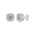 CANNER 0.5 Carat Moissanite S925 Silver Earrings square Surrounded Carat Diamond Earrings