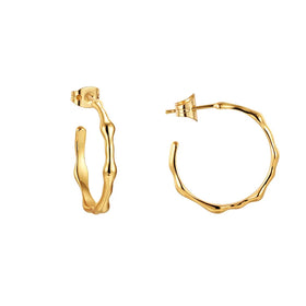 WT-E749 Women Fashion 18K Real Gold Plated NonTarnishable Simple C Shape Metal Huggie Earrings for Party