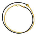 2024 New Simple Long Black Leather Braided Rope Spliced Brass Electroplated Gold Snake Bone Chain Necklace Universal Jewelry