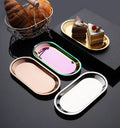 Luxurious Eco-friendly PC Cake Tray Elegant Nordic Country Style Stainless Steel Napkin Engraving Fruit Plate for Party Lunches