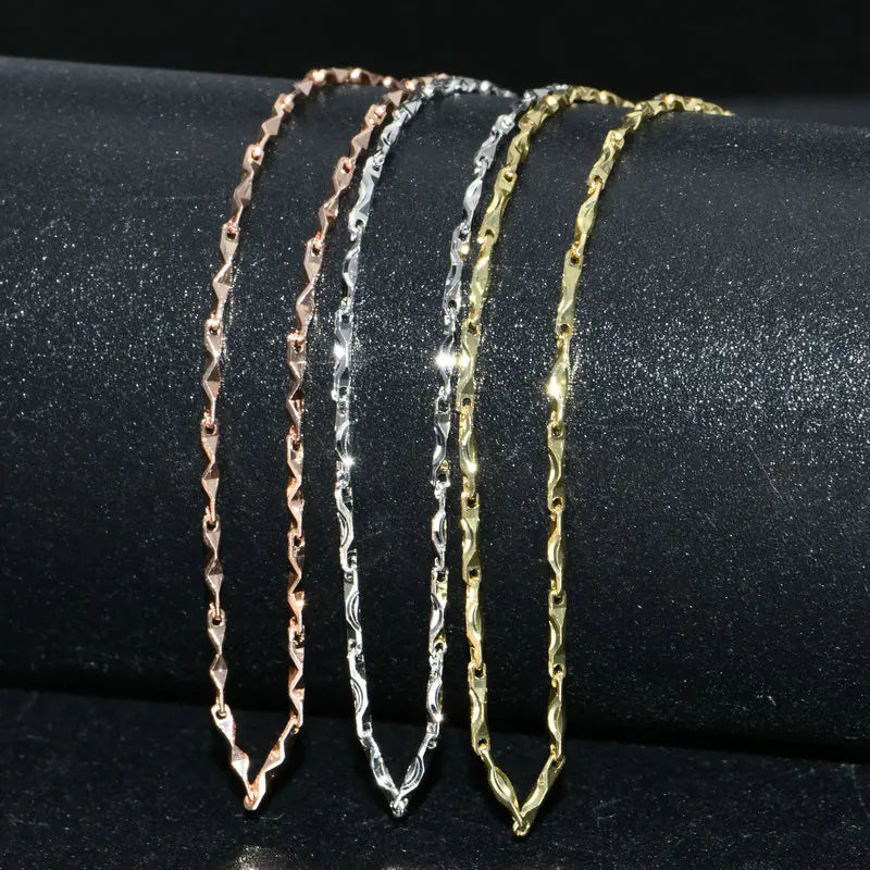 High Quality Real Gold Plating Fastness 1mm Wide Pendant Necklace Making Small Bamboo Chains for Men and Women