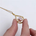 Fashion Jewelry Diamond Shape Freshwater Pearl Pendant Necklace for Women Gift Valentine's