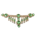Sew on Green Rhinestone Beaded Neckline Embroidery Collar Applique Lace Collar Metal Accessories Bikini Connector
