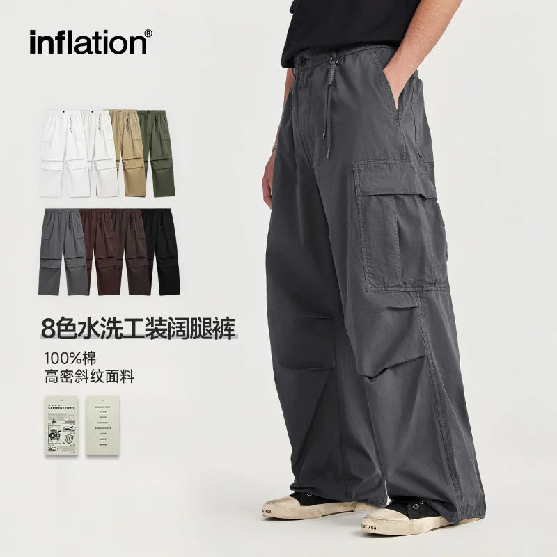 Men's Clothing Lightweight Wide Leg New Street Multi-pocket Loose Casual Pants Men Straight Cargo High Street Overalls Pants