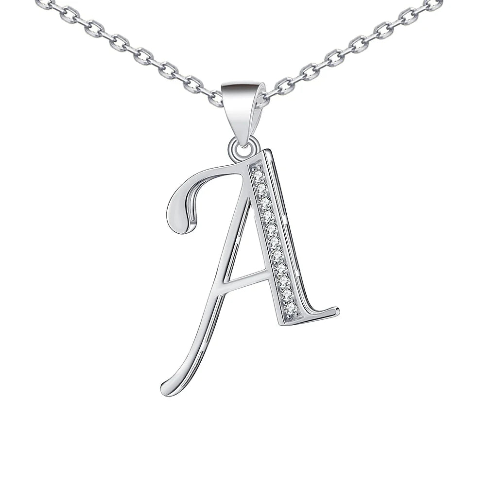 925 Sterling Silver Zirconia Letter Pendant Alphabet Pendants for Necklace Fine Jewelry Pendants