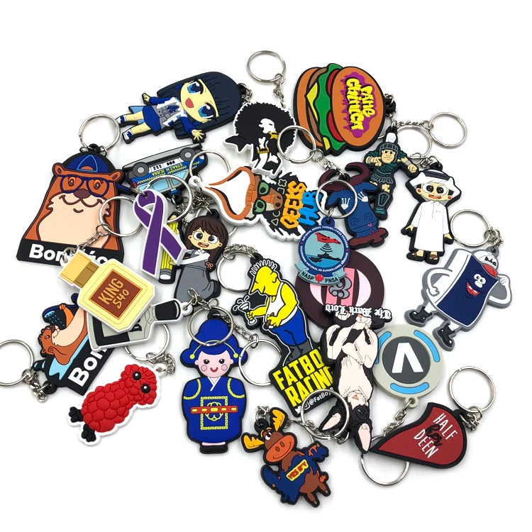 Free Sample PVC Keychain Custom LOGO 2D 3D Cute Cartoon Keychain Letter Silicone Soft Rubber Keychain Keyring MegaBDM