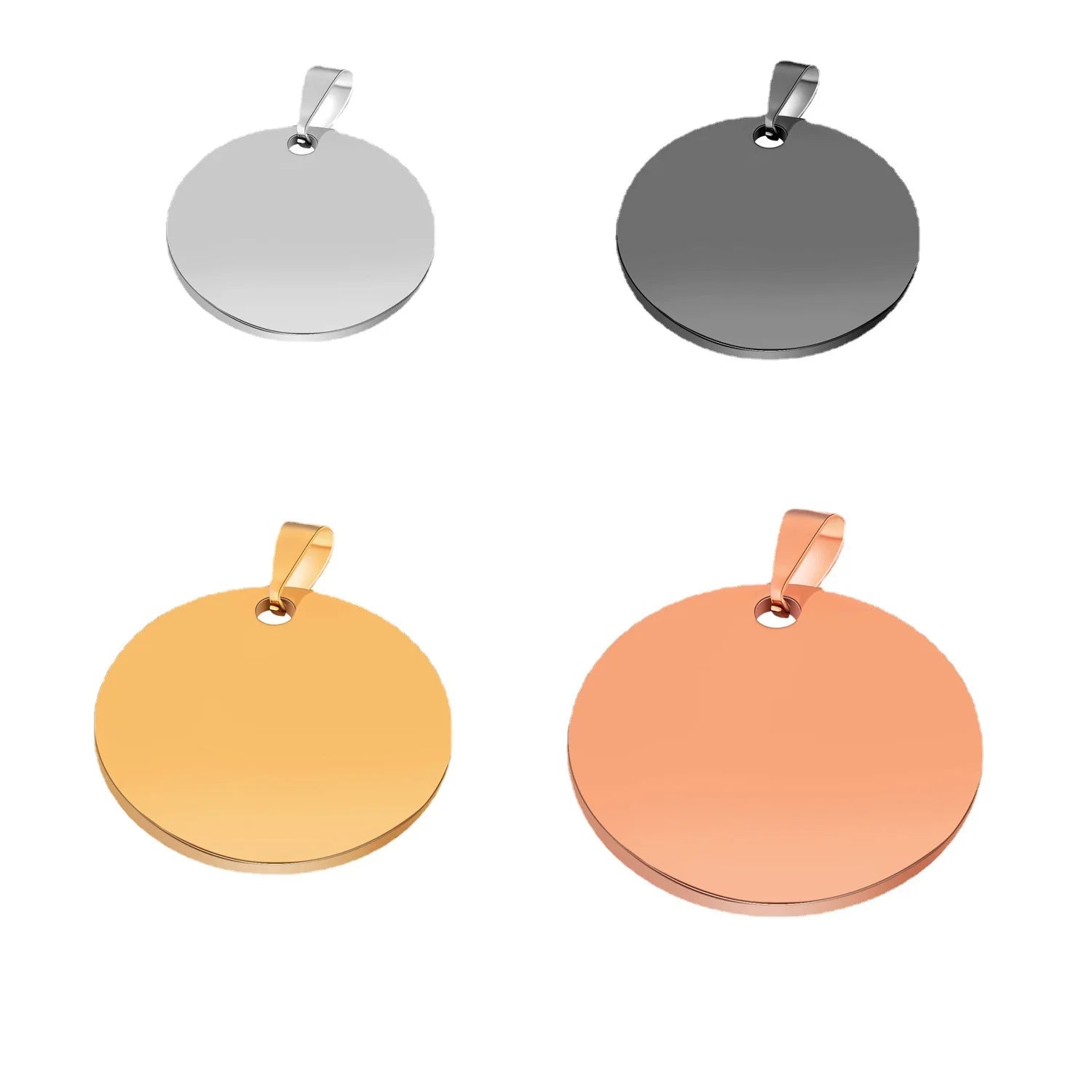 Custom Logo Enamel Laser Engraved Quality Necklace Jewelry ID 6 Colors Stainless Steel Name Blank Round Dog Tags Pendant