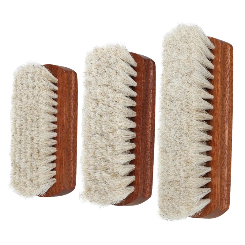 Factory Wholesale Custom Logo Wood Sneaker Shoe Cleaning Brush Horse Hair Wooden Brush for Leather Shoe
